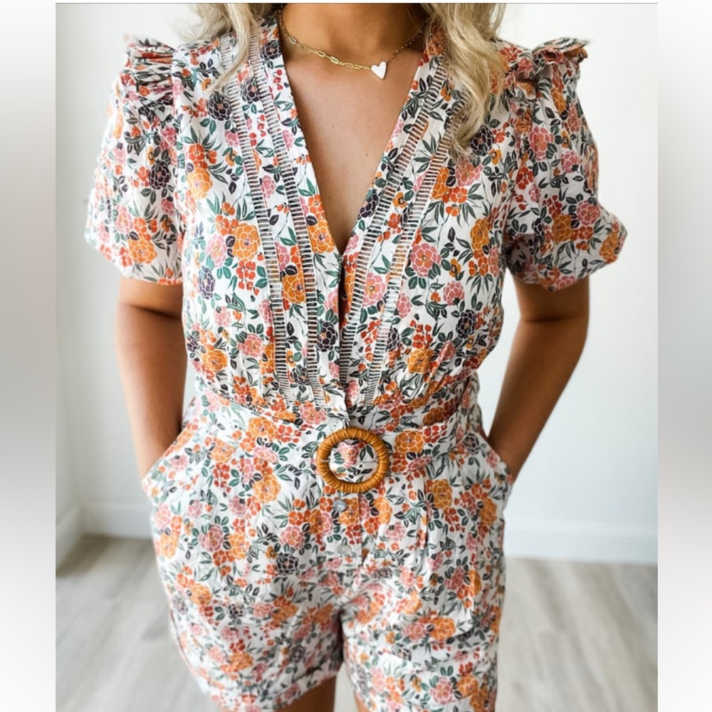 Floral Print Jumpsuit with Belted Waist